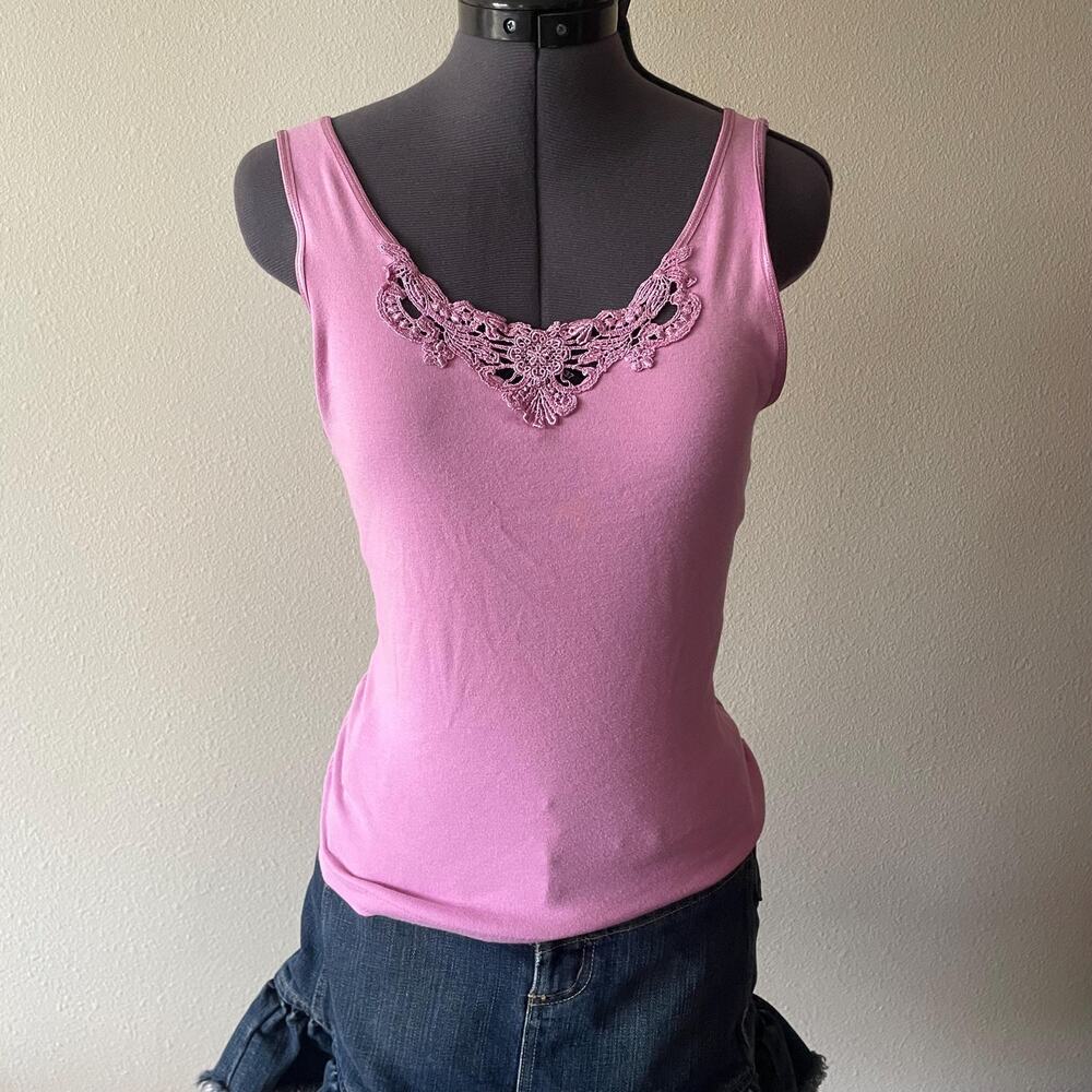 90s Vintage Mauve Pink Cami Cotton Tank Fairy Whimsy | Size M